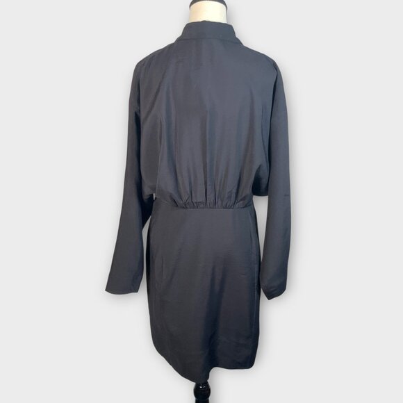 COS Gathered Shirt Dress 12 Black Scandi Girl Whimsigoth NEW - Picture 2 of 8